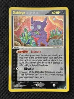 Pokemon TCG EX Crystal Guardians 2006 Sableye 10/100 Reverse Holo Rare (LP) - Image 1