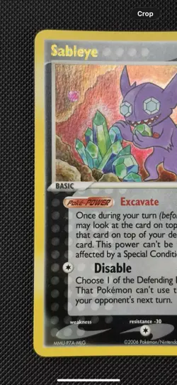 Pokemon TCG EX Crystal Guardians 2006 Sableye 10/100 Reverse Holo Rare (LP) - Image 3