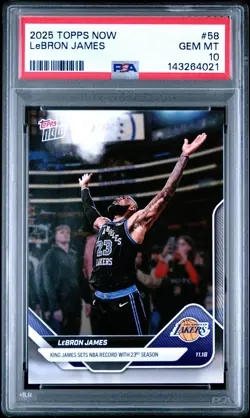 2025 TOPPS NOW #58 LEBRON JAMES PSA 10 - Image 1