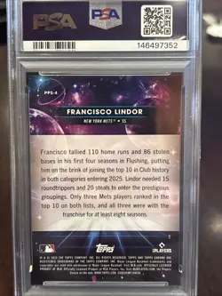 2025 Cosmic Chrome Francisco Lindor Planetary Pursuit SUN PPS-4 PSA 10 GEM MINT - Image 4