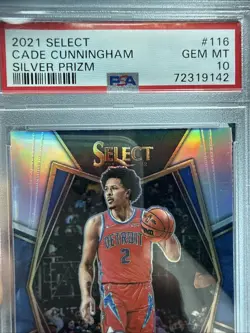 2021 SELECT-CADE CUNNINGHAM-SILVER PRIZM (RC)#116 PSA 10 Premier Level PISTONS - Image 3