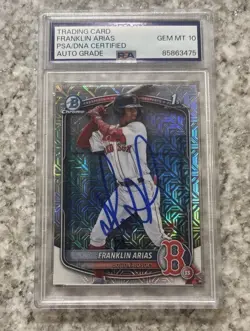 Franklin Arias 2025 Bowman Chrome AUTO PSA 10 GEM MOJO REFRACTOR SOX #67 - Image 1