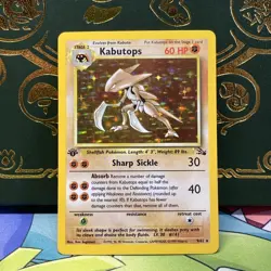 Pokemon 1999 Kabutops 9/62 Fossil Holo (First Edition) 1st NM - Image 1