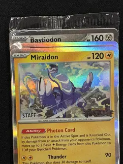 Pokemon Pitch Black SEALED Staff Promo Cards Miraidon, Bastiodon, Dhelmise, Slow - Image 2