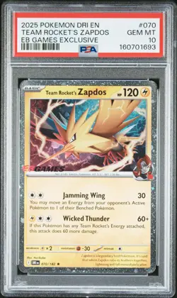 2025 POKEMON DRI EN-DESTINED RIVALS #070 TEAM ROCKET'S ZAPDOS PSA 10 - Image 1