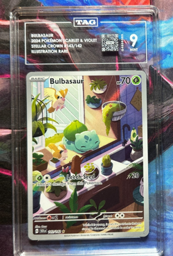 2024 Pokemon Stellar Crown Bulbasaur Illustration Rare #143 TAG Mint 9 - Image 1