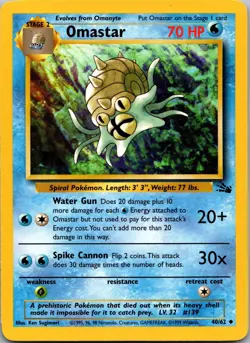 Omastar 40/62 Uncommon Fossil Pokemon Unlimited Lightly Played - Image 1