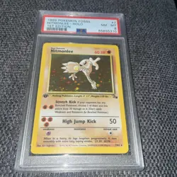 1999 POKEMON FOSSIL 1ST EDITION #7 HITMONLEE-HOLO PSA 8 - Image 3