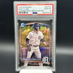 2025 Bowman - Chrome Prospects Max Clark #BCP-24 Reptilian Refractor (RC) PSA 10 - Image 1