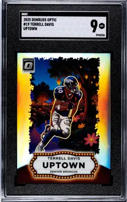 2025 Panini Donruss Optic Uptowns Terrell Davis #19 SGC 9 Denver Broncos - Image 1
