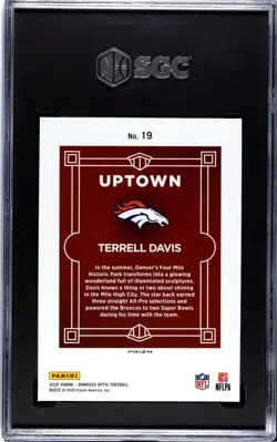 2025 Panini Donruss Optic Uptowns Terrell Davis #19 SGC 9 Denver Broncos - Image 2