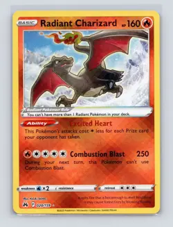 Radiant Charizard 020/159 Holo Radiant Rare Crown Zenith Pokemon Card NM - Image 1