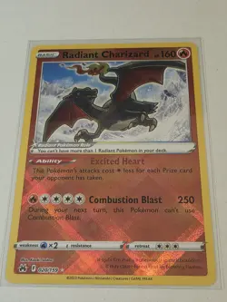 Pokemon TCG Radiant Charizard Holo Card 020/159 Crown Zenith Radiant Rare - Image 1