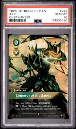 2026 RIFTBOUND: LOL SFD 247 AZIR - EMPEROR OF THE SANDS OVERNUMBER PSA 10 - Image 1