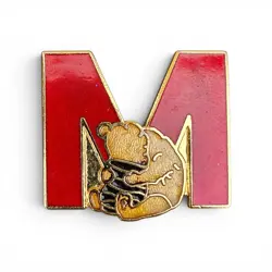 Vintage Disney Winnie The Pooh Letter M Enamel Pin Badge Rainbow Designs - Image 1