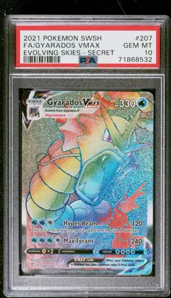 Pokemon 2021 Gyarados VMAX 207/203 Rainbow SR Evolving Skies GEM MINT PSA 10 - Image 1