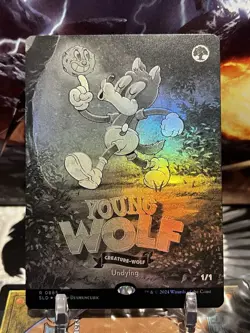 MTG | Young Wolf (🖤Black & White Foil🤍) (Secret Lair Twisted Toons) - Image 1