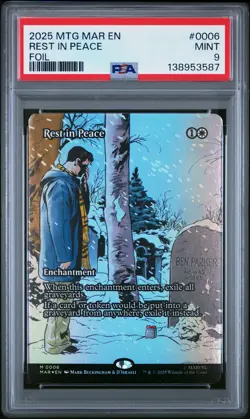 2025 MTG MARVEL'S SPIDER-MAN: SOURCE MAT FOIL #0006 REST IN PEACE PSA 9 - Image 1