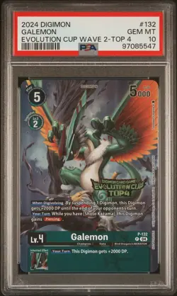 Digimon Card Game - Galemon - P-132 ENG Evolution Cup Top 4 PSA 10 POP 1 - Image 1