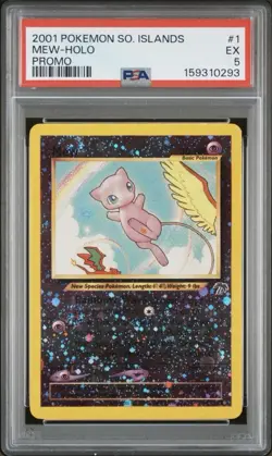 2001 Pokemon Southern Islands Mew 1/18 Reverse Holo Promo PSA 5 Double Swirl - Image 1