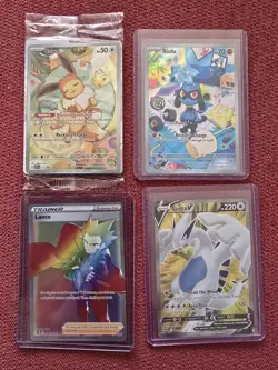 Pokemon Card Joblot X4 Cards Full Art Rainbow Promo Eevee Riolu Lance Lugia V - Image 1