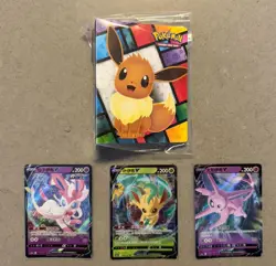 POKEMON MINI BINDER EEVEE COVER WITH 3 CARDS EEVEE EVOLUTIONS WOW L@@K H - Image 1
