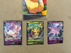 POKEMON MINI BINDER EEVEE COVER WITH 3 CARDS EEVEE EVOLUTIONS WOW L@@K H - Image 2