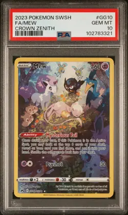 2023 POKEMON SWORD & SHIELD CROWN ZENITH #GG10 FULL ART/MEW PSA 10 - Image 1