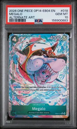 2026 One Piece Op14-Eb04-The Azure Sea'S Seven #018 Megalo Alternate Art PSA 10 - Image 1