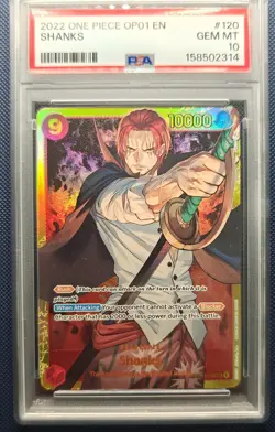 ONE PIECE ROMANCE DAWN OP01-120 SHANKS ALTERNATE ART PSA 10 GEM MINT #81817572 - Image 1