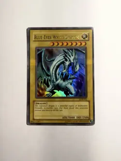 YUGIOH Blue-Eyes White Dragon LOB-001 Original Print Unlimited Lp Odd print line - Image 1