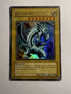 YUGIOH Blue-Eyes White Dragon LOB-001 Original Print Unlimited Lp Odd print line - Image 2