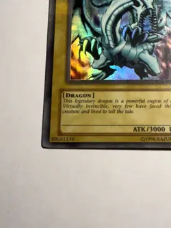 YUGIOH Blue-Eyes White Dragon LOB-001 Original Print Unlimited Lp Odd print line - Image 4
