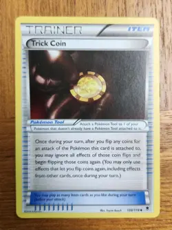 Uncommon Trick Coin Pokemon Trainer Card, Phantom Forces Set 108/119 - Image 1
