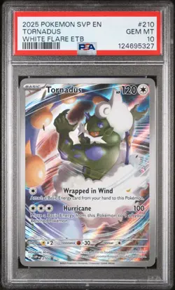 PSA 10 GEM TORNADUS #210 2025 POKEMON SVP EN WHITE FLARE ETB BLACK STAR PROMO - Image 1