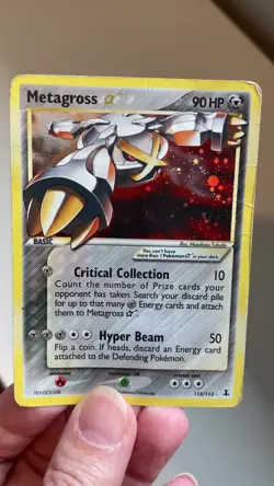 Metagross Gold Star 113/113 EX Delta Species 2005 Holo DAMAGED HP Pokemon card - Image 2