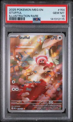 2025 POKEMON MEG EN-MEGA EVOLUTION #154 STUFFUL ILLUSTRATION RARE PSA 10 - Image 1