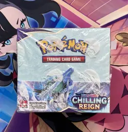 Pokemon TCG Sword Shield Chilling Reign Booster Box Sealed Split on Front Wrap - Image 1