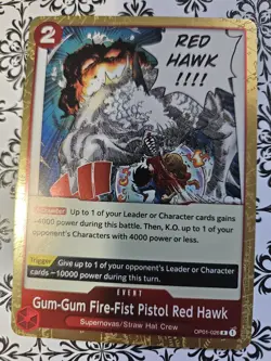 One Piece CCG TCG OP01-026 "Gum-Gum Fire-Fist Pistol Red Hawk" Romance Dawn - Image 1