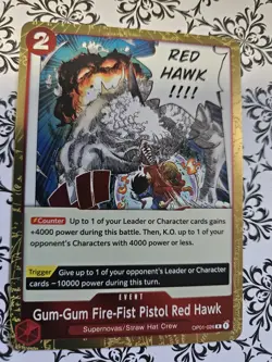 One Piece CCG TCG OP01-026 "Gum-Gum Fire-Fist Pistol Red Hawk" Romance Dawn - Image 2