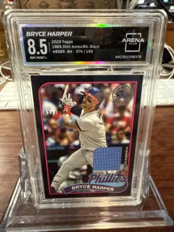 2024 Topps Series Black /199 1989 Topps Relic Bryce Harper #89BR-BH Arena 8.5 - Image 1