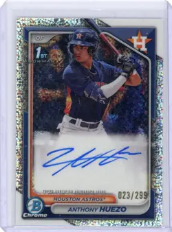 2024 Bowman Chrome Anthony Huezo 1st Speckle Refractor Auto #/299 Houston Astros - Image 1