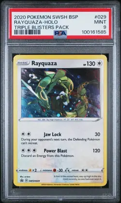 2019 Pokemon SWSH Black Star Promo Triple Blisters Pack Rayquaza-Holo #029 PSA 9 - Image 1
