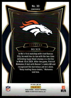 Bo Nix 🔴 2024 Panini Select #30 Black & Red Prizm Shock Rookie - Image 2