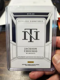 2025 Panini National Treasures Jackson Chourio #PS-JCH Peerless Auto /99 Brewers - Image 2
