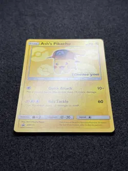 Ash’s Pikachu SM111 Ultra Rare Non Holo Exclusive Promo Pokemon Card LP/MP - Image 3