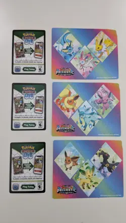 Pokemon 3x Prismatic Evolutions Tech Sticker Sheet Collection + Code Cards - Image 1