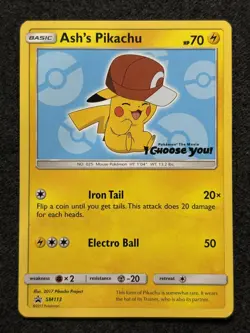 Pokemon Company Ash's Pikachu SM113 Sun & Moon Promo 2017 MP - Image 1