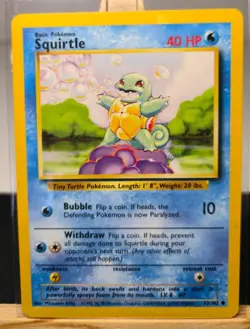 Squirtle 63/102 Base Set 1999 English Pokemon Vintage - Image 1