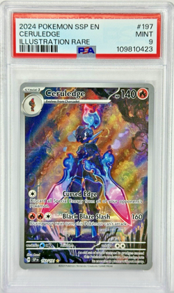 PSA 9 SSP EN Ceruledge #197 IR - 2024 Pokemon Sv08: Surging Sparks 197/191 - Image 1